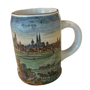 Vintage Reutter Porzellan Germany Mug Augusta Vindelicorum Beer Stein 5"